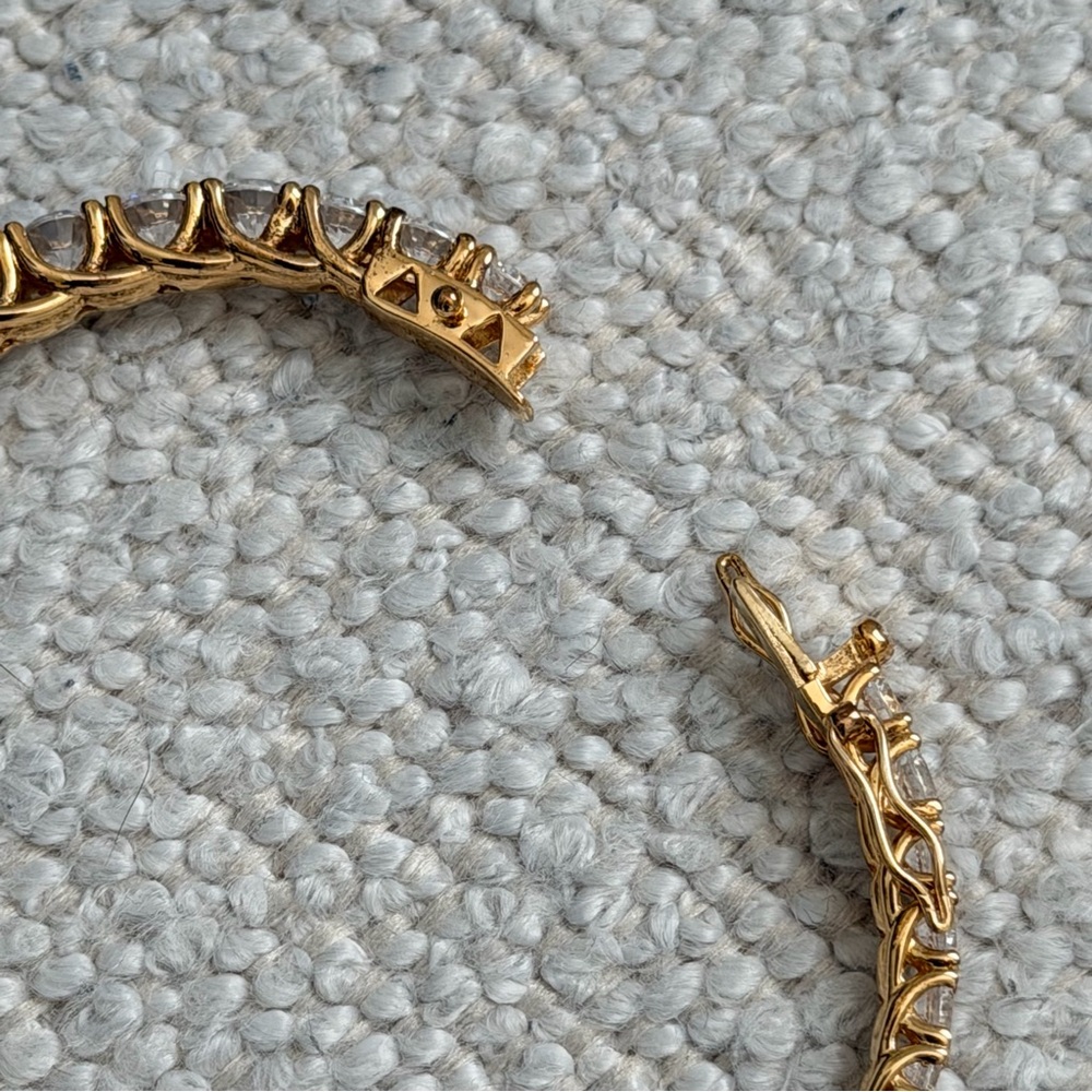 Cubic Zirconia Gold Plated Bangle Bracelet - Picture 4 of 5